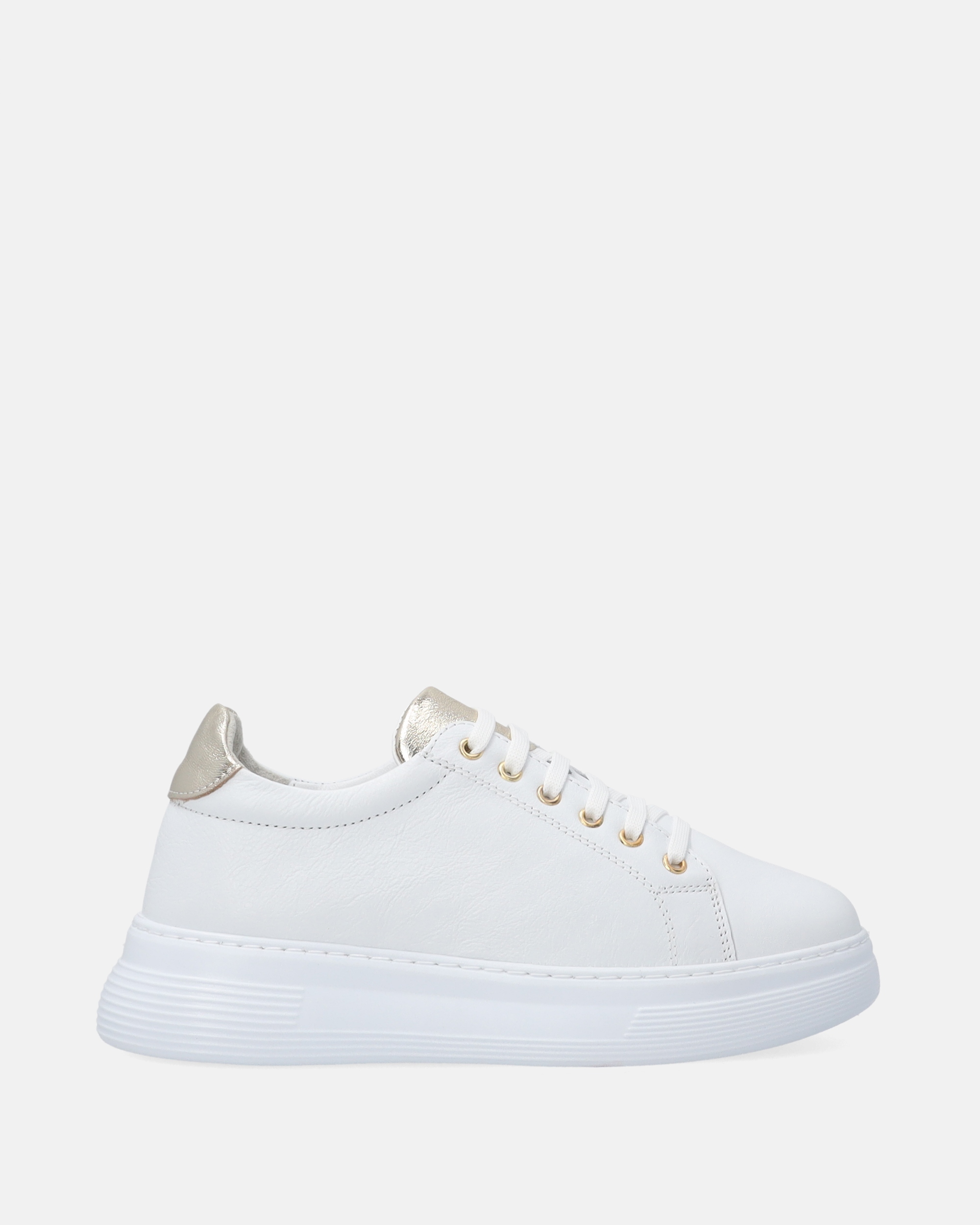 Białe Sneakersy Damskie Venezia Skórzane Ze Złotym Wykończeniem Rozmiar 39