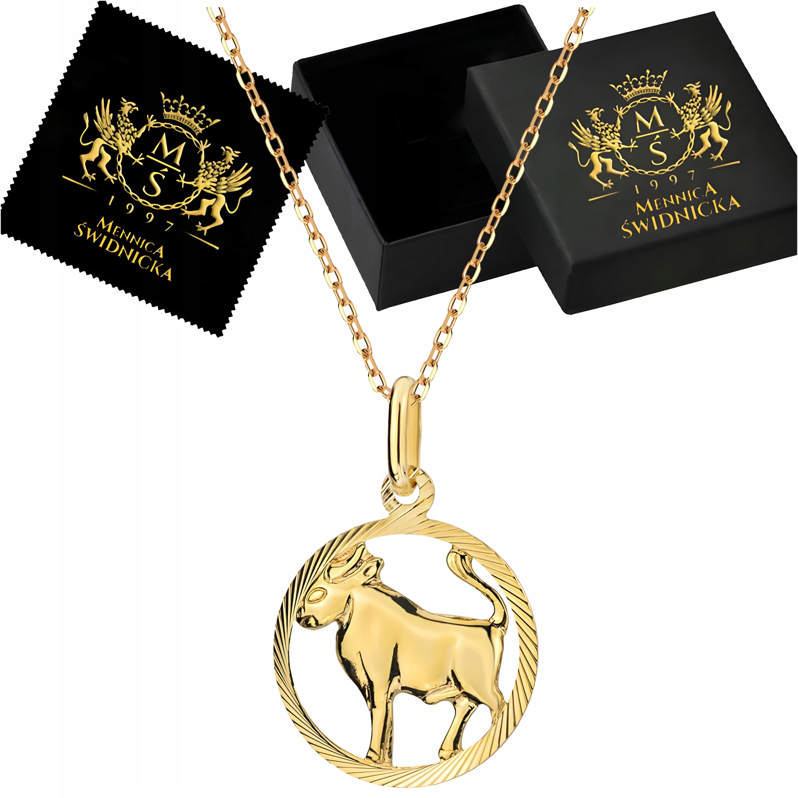 Znamení zvěrokruhu Byk Zlatý náhrdelník Zlato 585 Řetízek Přívěsek Dárek