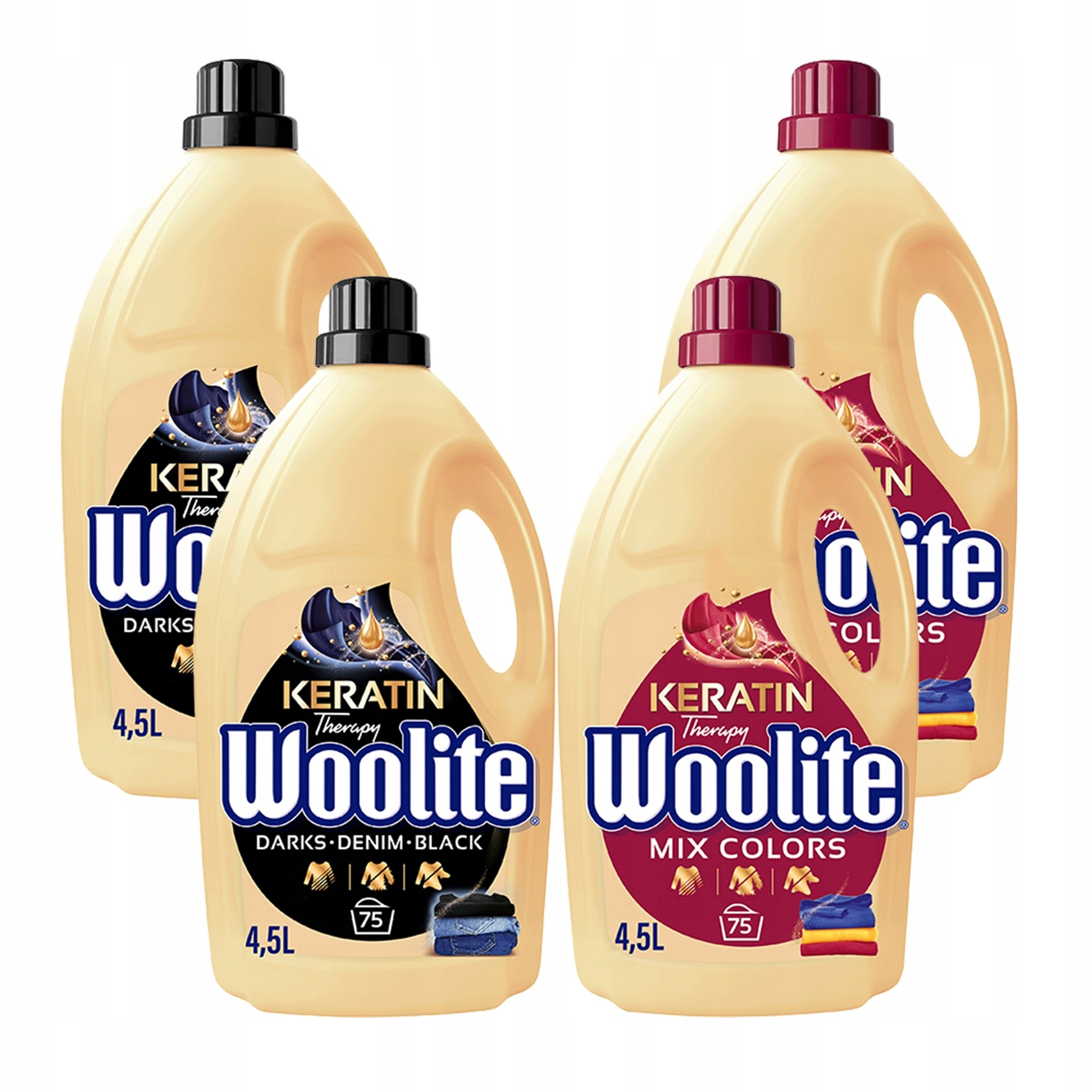 Woolite Mixová Sada Tekutých Pracích Prostředků Na Černé A Barevné Prádlo 4X 4.5 L