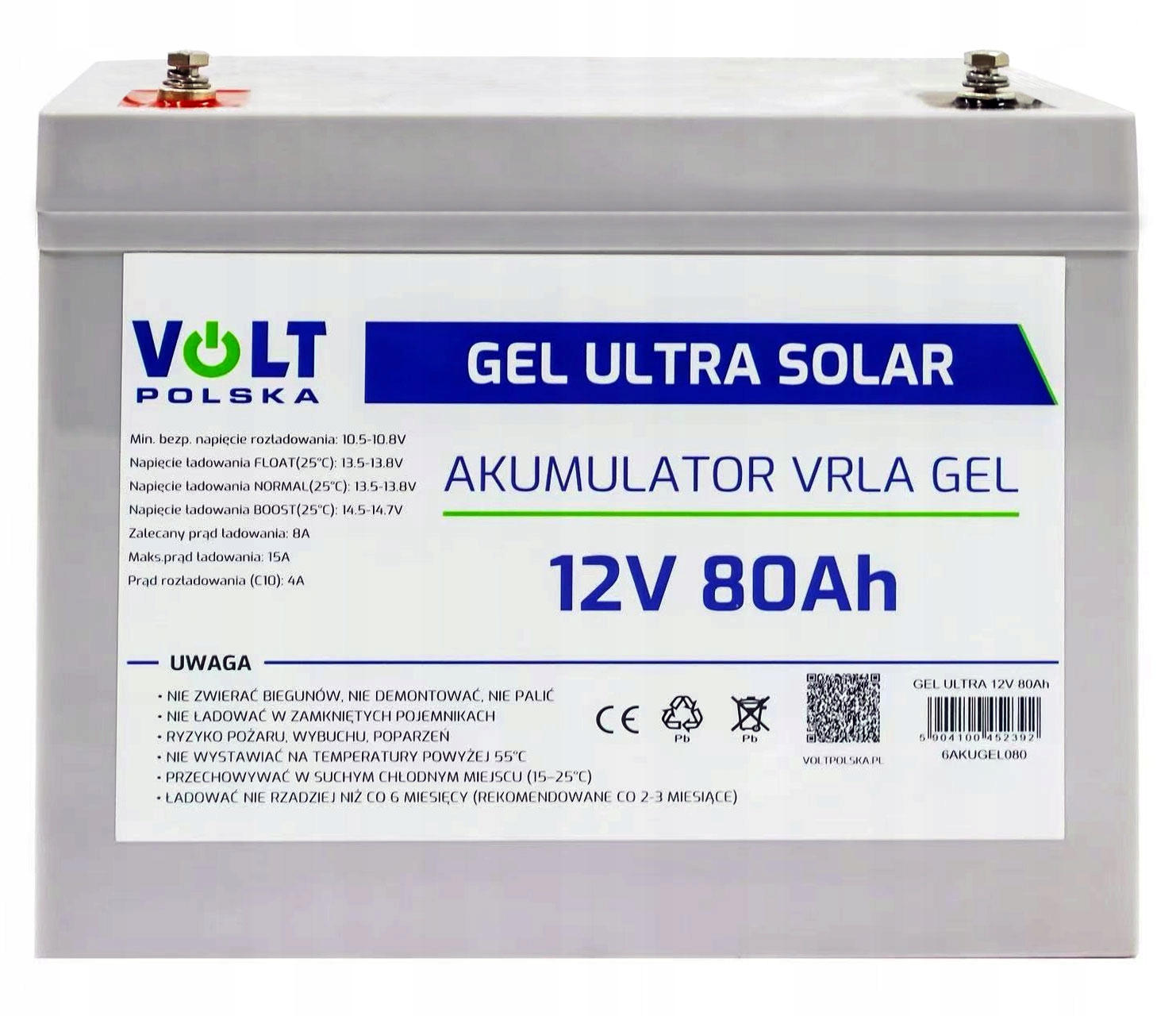 Akumulator 12V 80Ah Żelowy Gel Żel Volt Polska Ultra Solar Ups Żywotność
