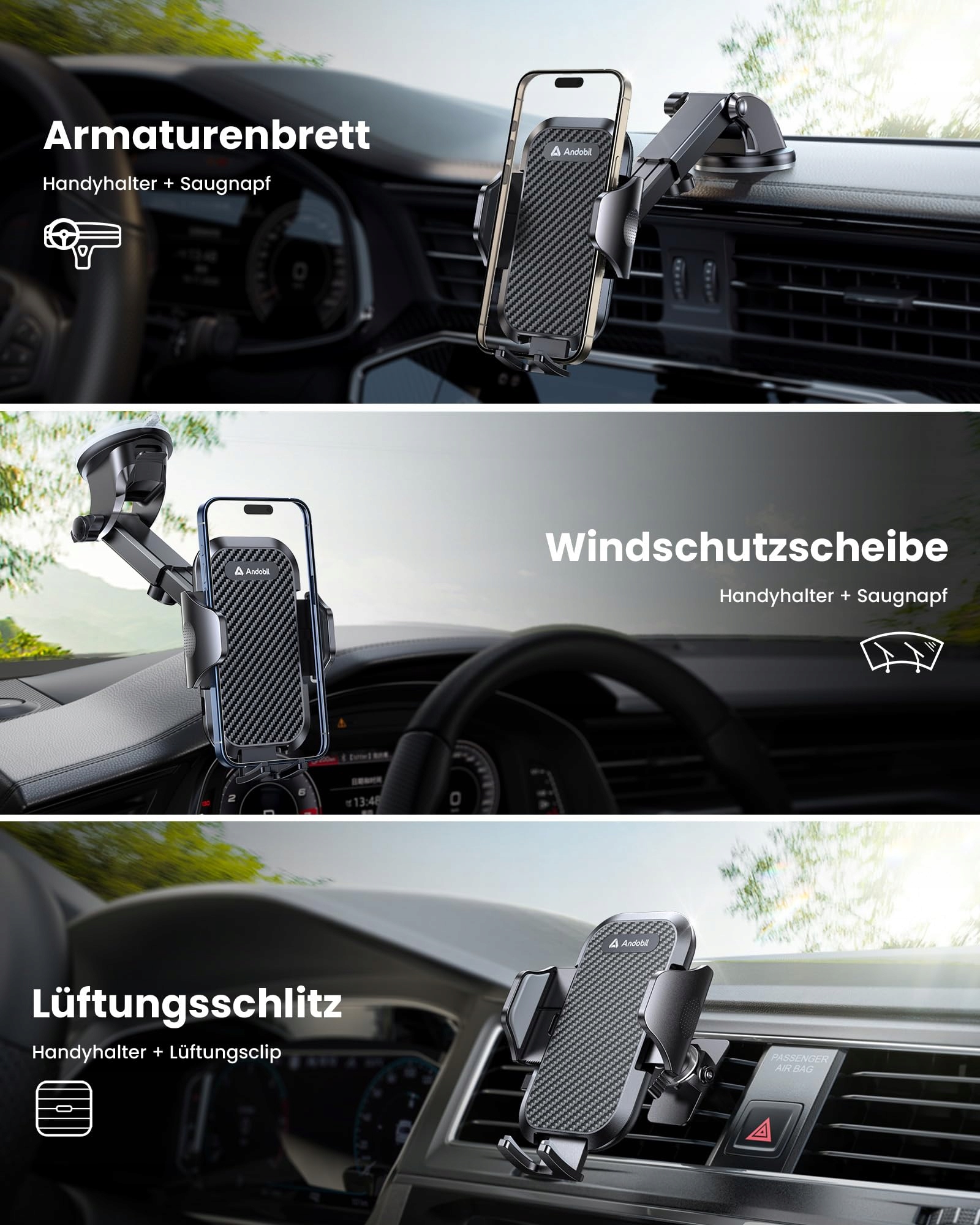 ANDOBIL Uchwyt Samochodowy 3w1 — miniatura 3