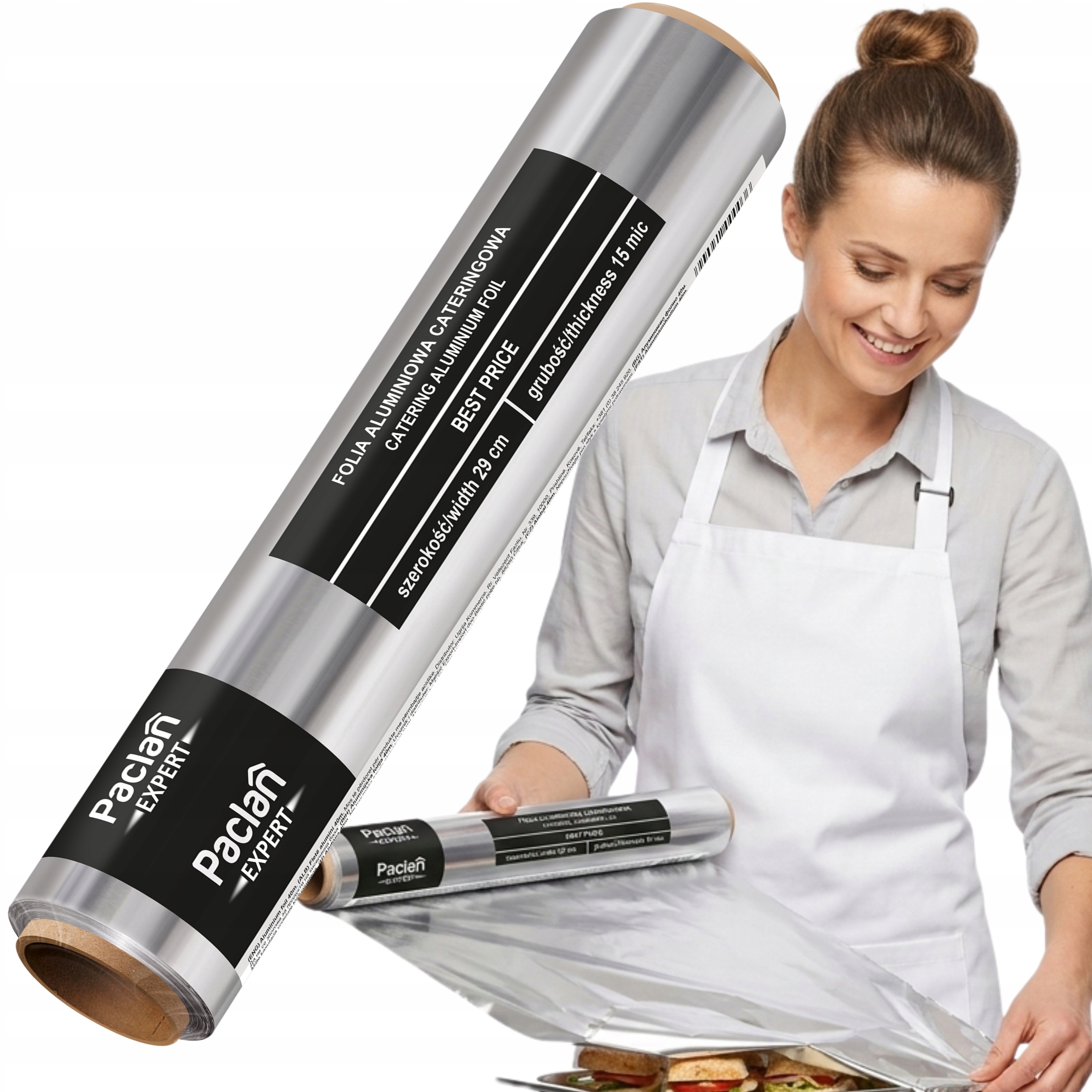 Folia Aluminiowa Paclan Expert Catering 40 m Gruba 15 my Mocna wąska tuleja