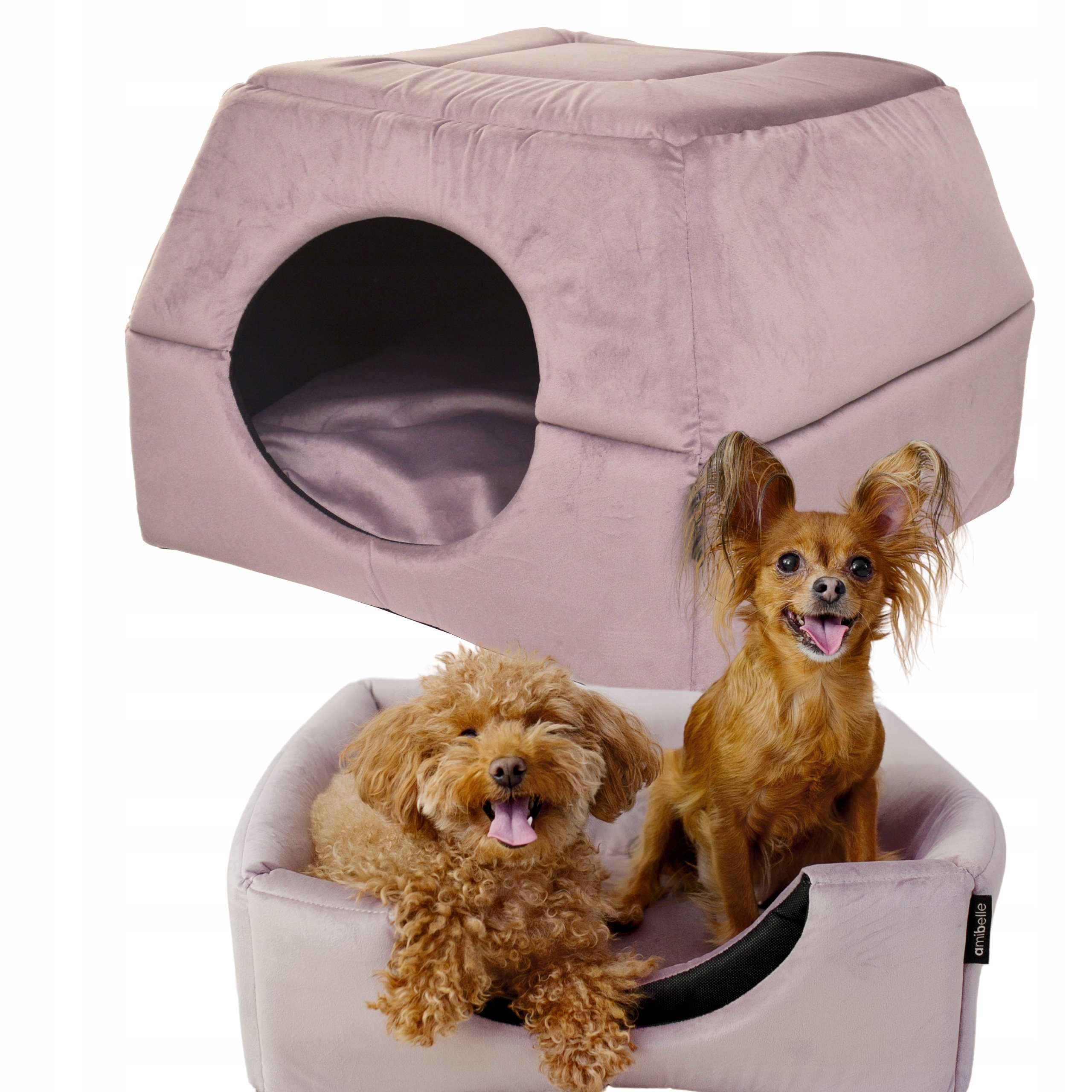 Levně Pelíšek pro psa kočku 2 v 1, domeček 48x48 cm, protiskluzový