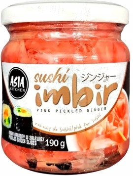 Imbir Do Sushi Różowy Oczyszcza Kubki Smakowe 190g Marka Asia Kitchen