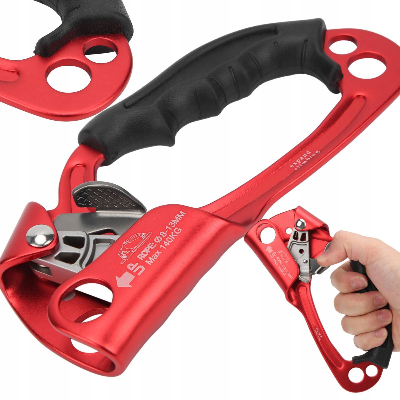 Przyrząd Zaciskowy Prawy Wspinaczka Ascender Rock Rappelling Czerwone