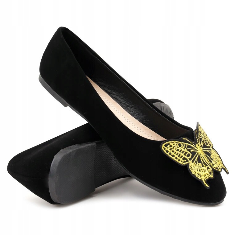 

Balerinki damskie wsuwane motyl lekkie czarne