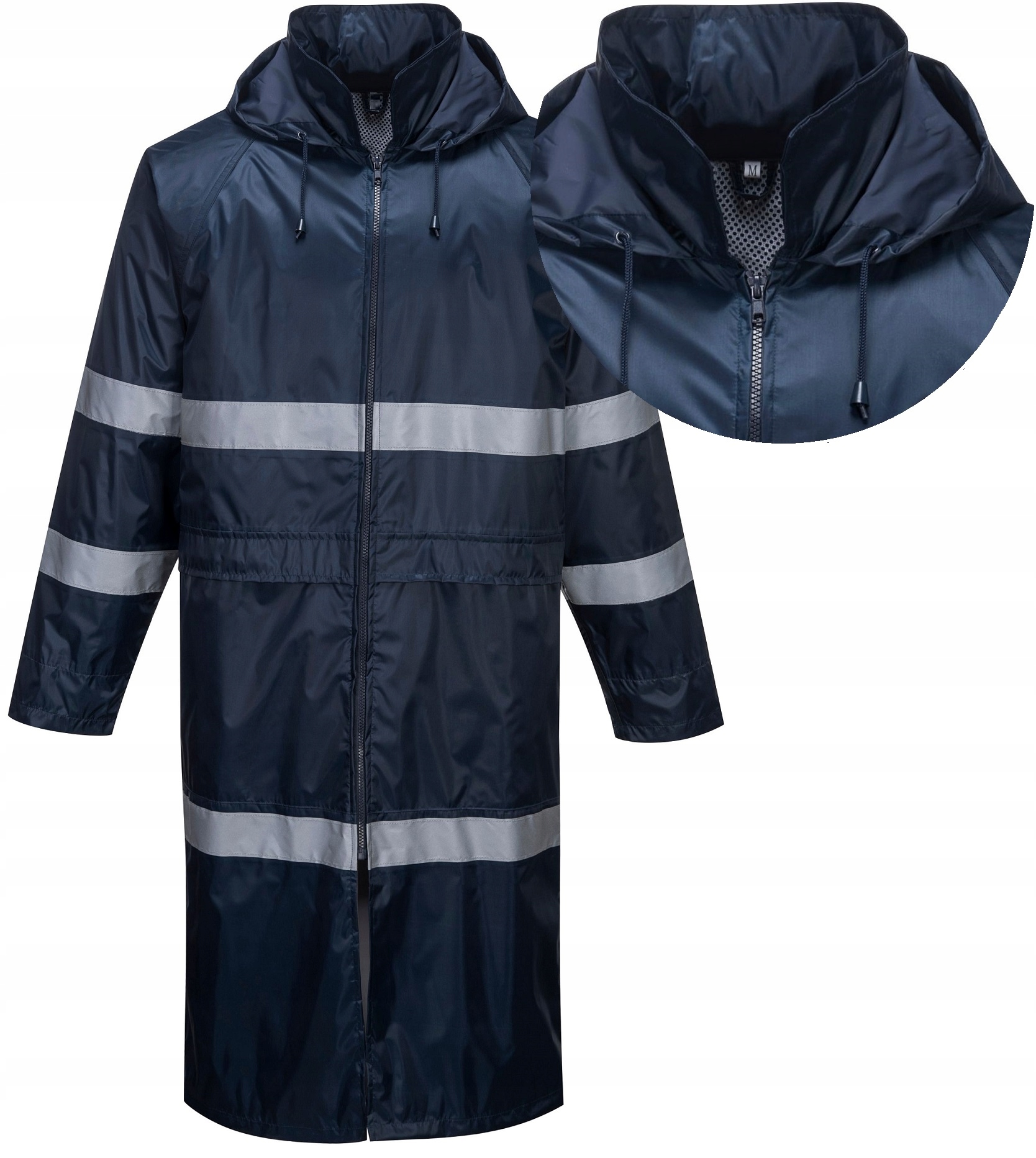 L PŁASZCZ PRZECIWDESZCZOWY WODOODPORNY DŁUGI MĘSKI ROBOCZY OSTRZEGAWCZY