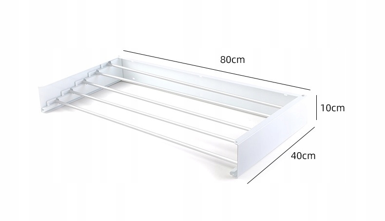 Suszarka Ścienna Rozkładana Na Pranie Biała 80cm Wysokość 10-10 cm