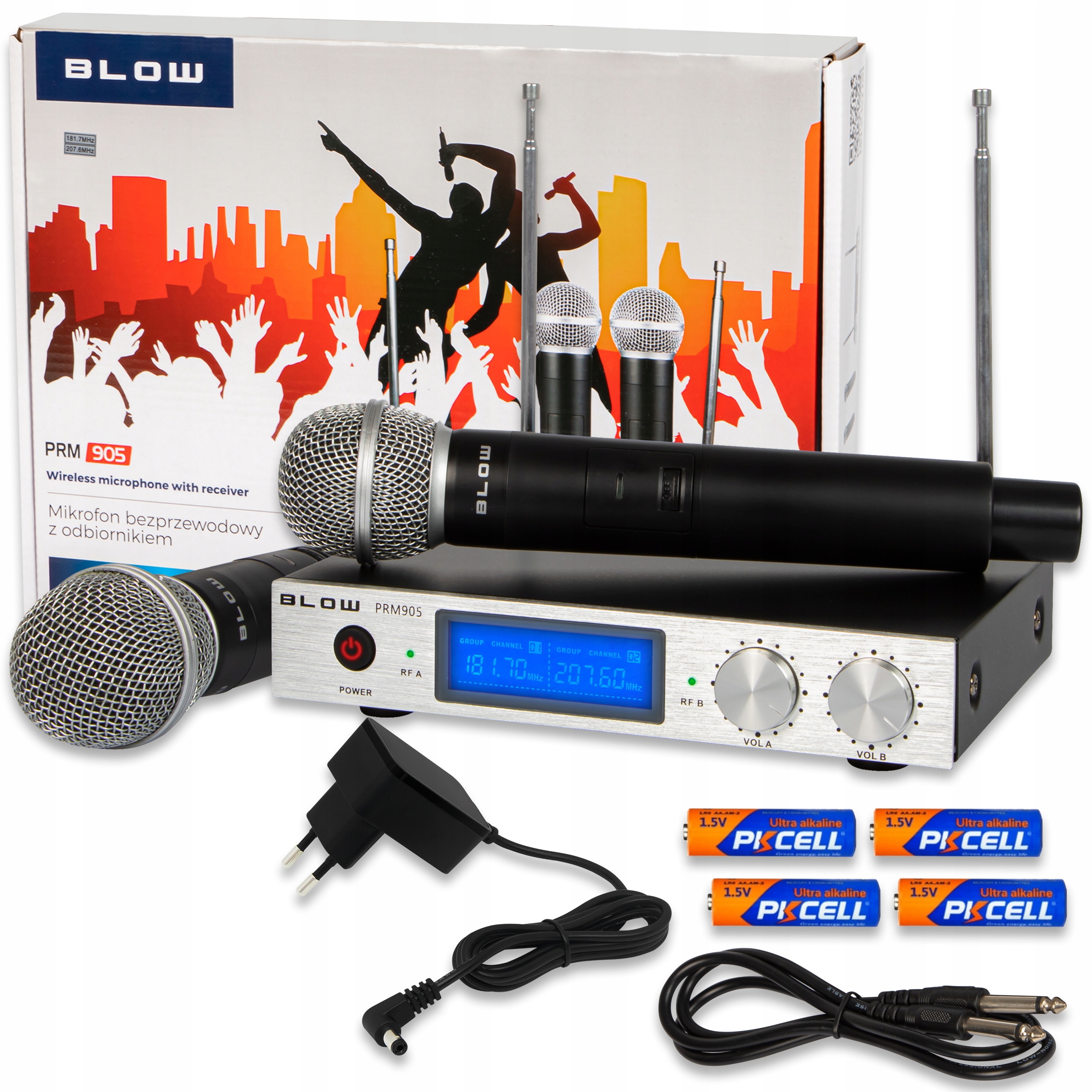 Profesionální Bezdrátový Mikrofon 2ks Přijímač Vhf Jack 6.3 50m 2xAA