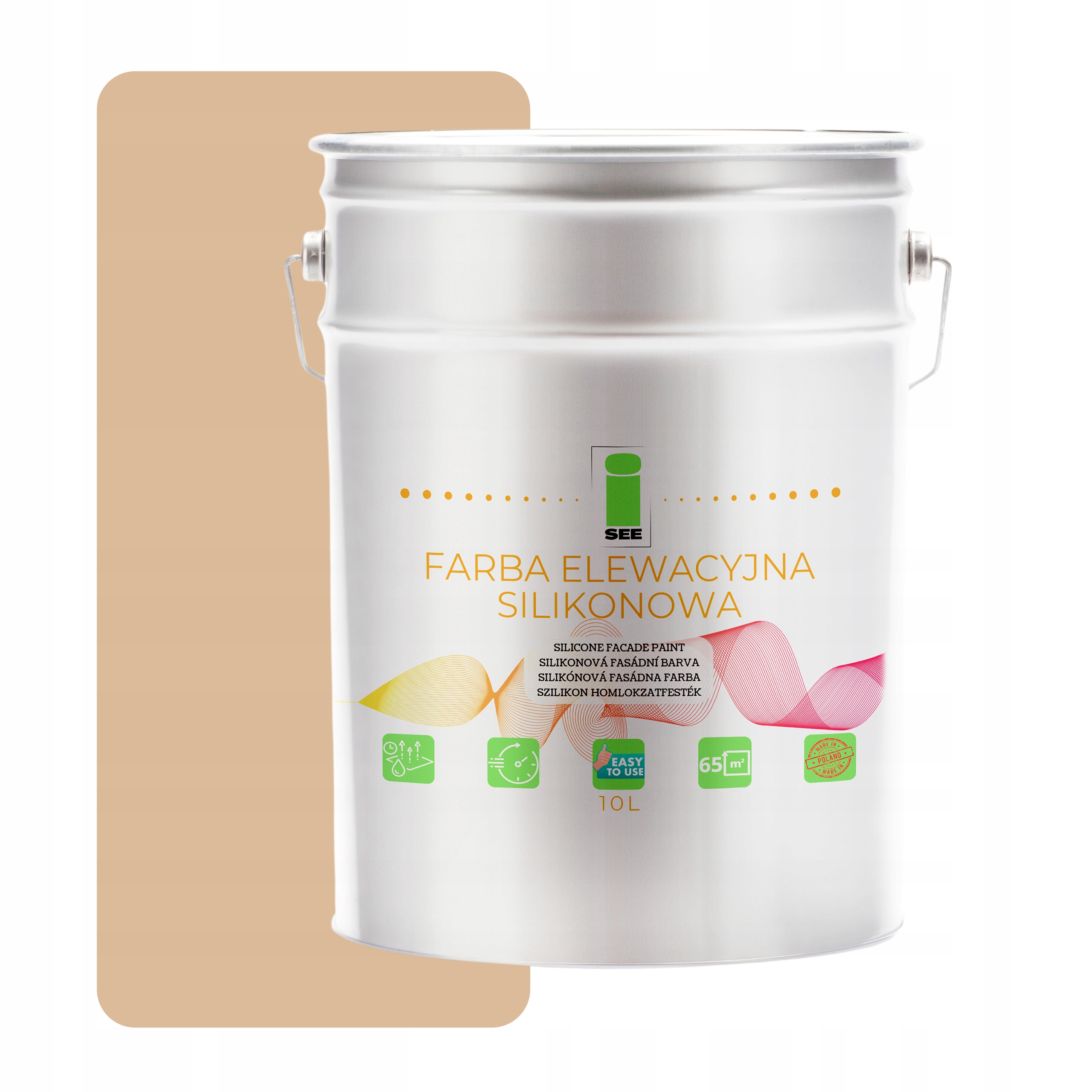 Fasádna Silikónová Fasádna Farba Béžová 10 L Paropriepustná Proti Riasam