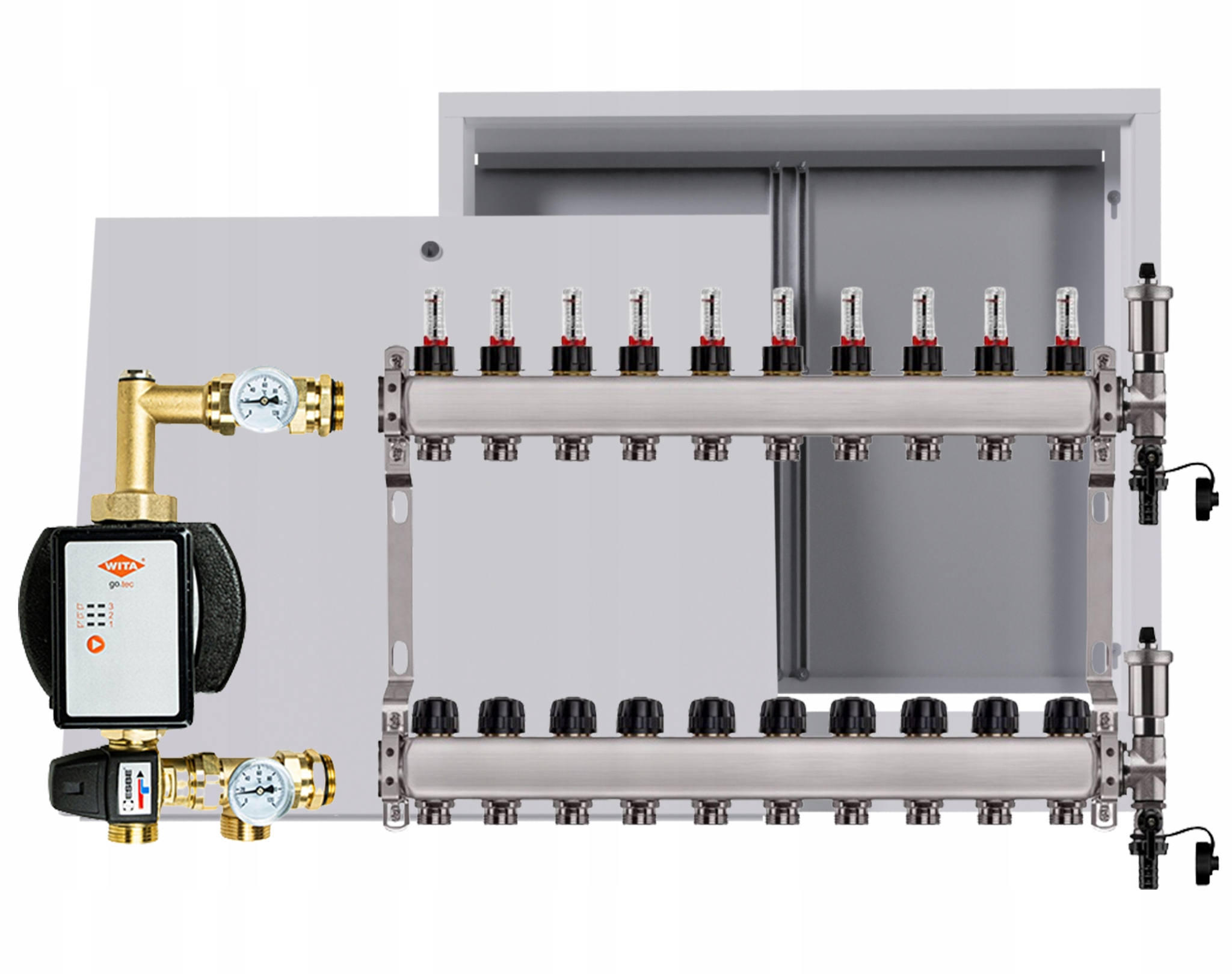 Nerezový rozdělovač podlahy 10 okruhů s čerpadlem Wita box