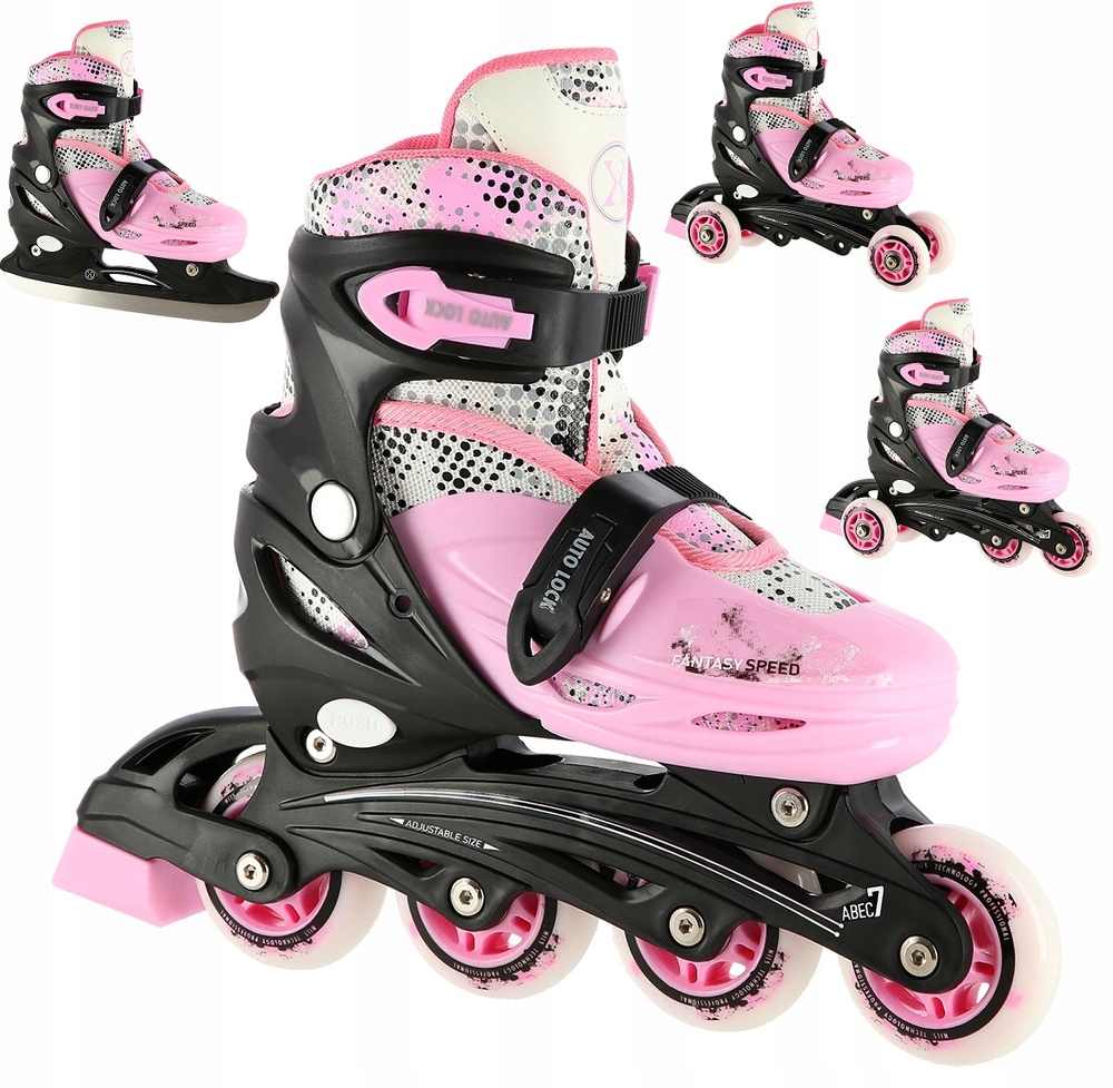 4w1 Łyżworolki Rolki Łyżwy Z Regulacją Wymienna Płoza Dla Dziewczynki Nils