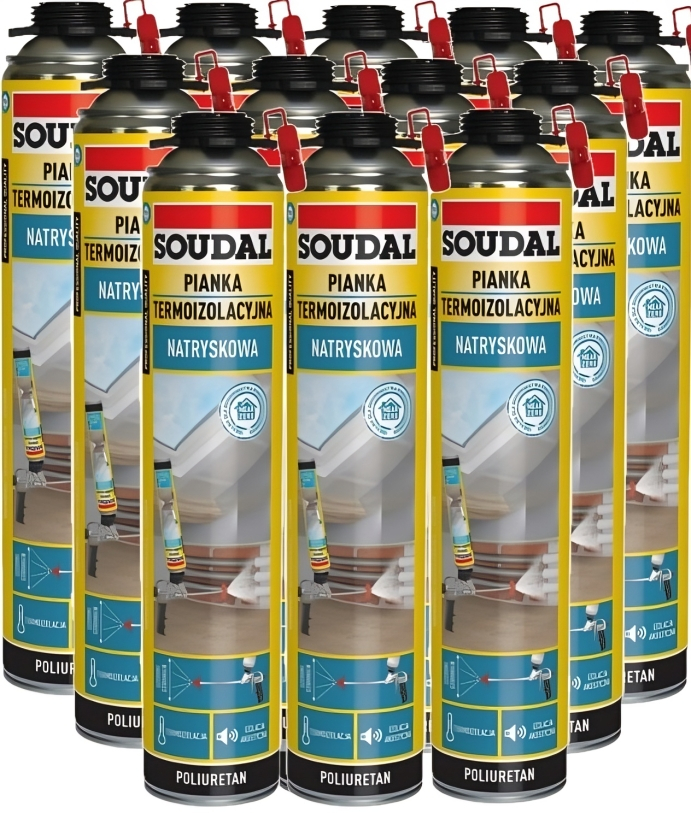 12 Ks Soudal Pur Pěna Termoizolační Akustická Stříkací Zateplení