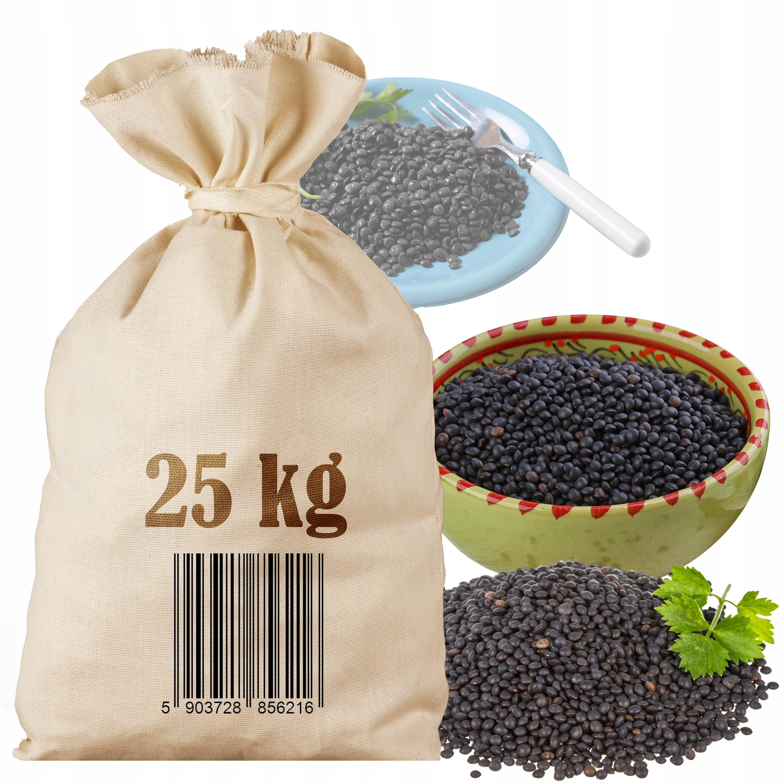 Čočka Černá Půlky Zrno 25KG Sáček Velkoobchod