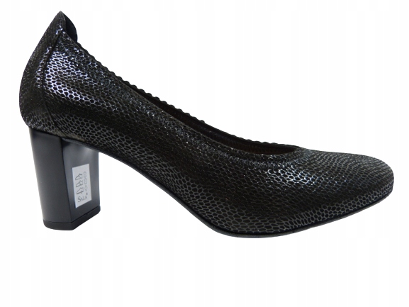 černé polobotky dámské lodičky na stabilním koženém podpatku Sala 35,5