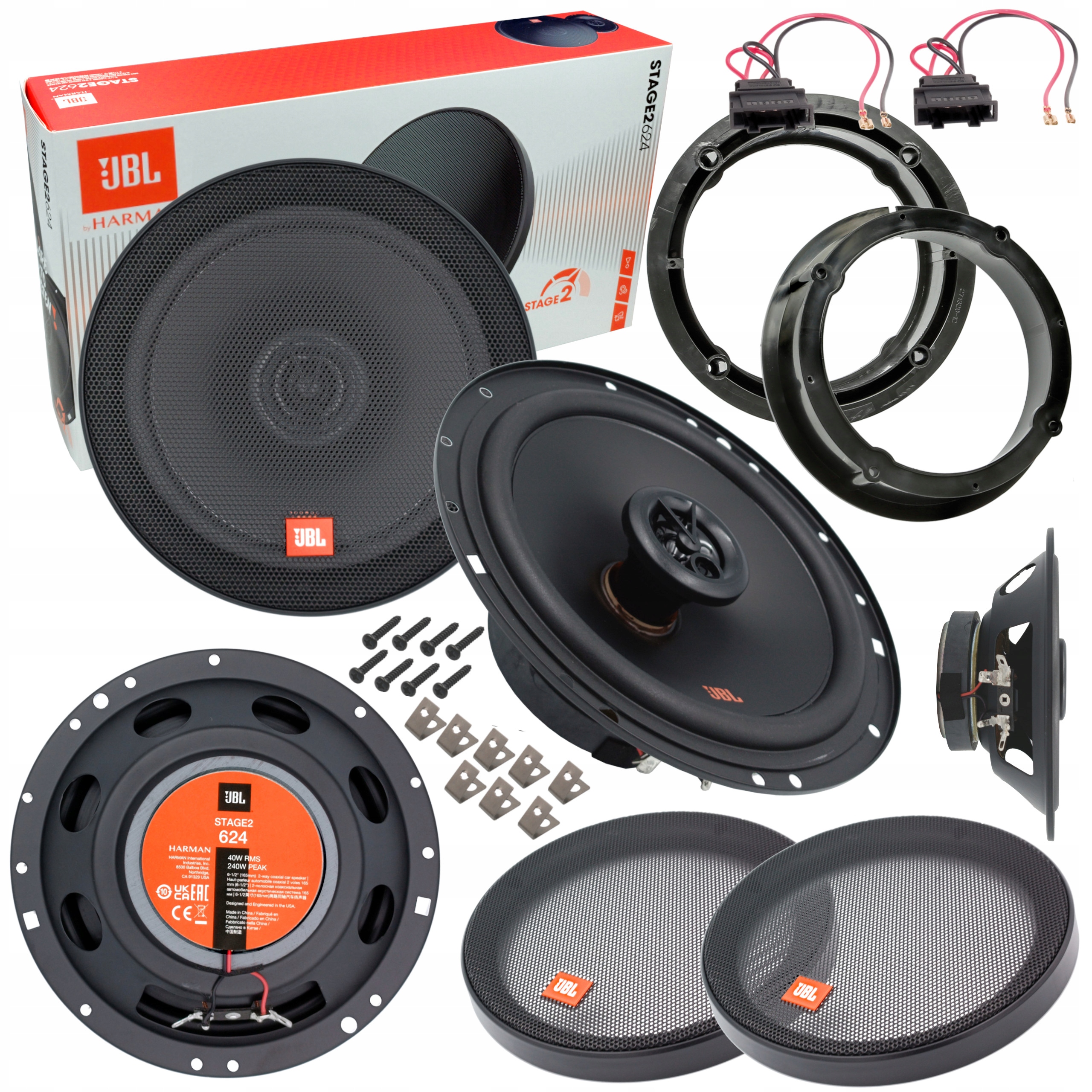 JBL 4 GŁOŚNIKI SAMOCHODOWE DYSTANSE DO VW PASSAT B5 GOLF 4 IV przód + tył Kod producenta STAGE2 624