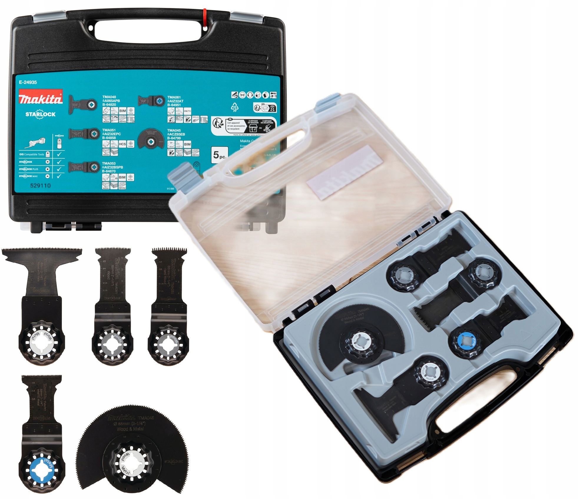 Makita E-24935 Zestaw brzeszczotów Starlock Ios Drewno Metal Alu Pcv 5el.