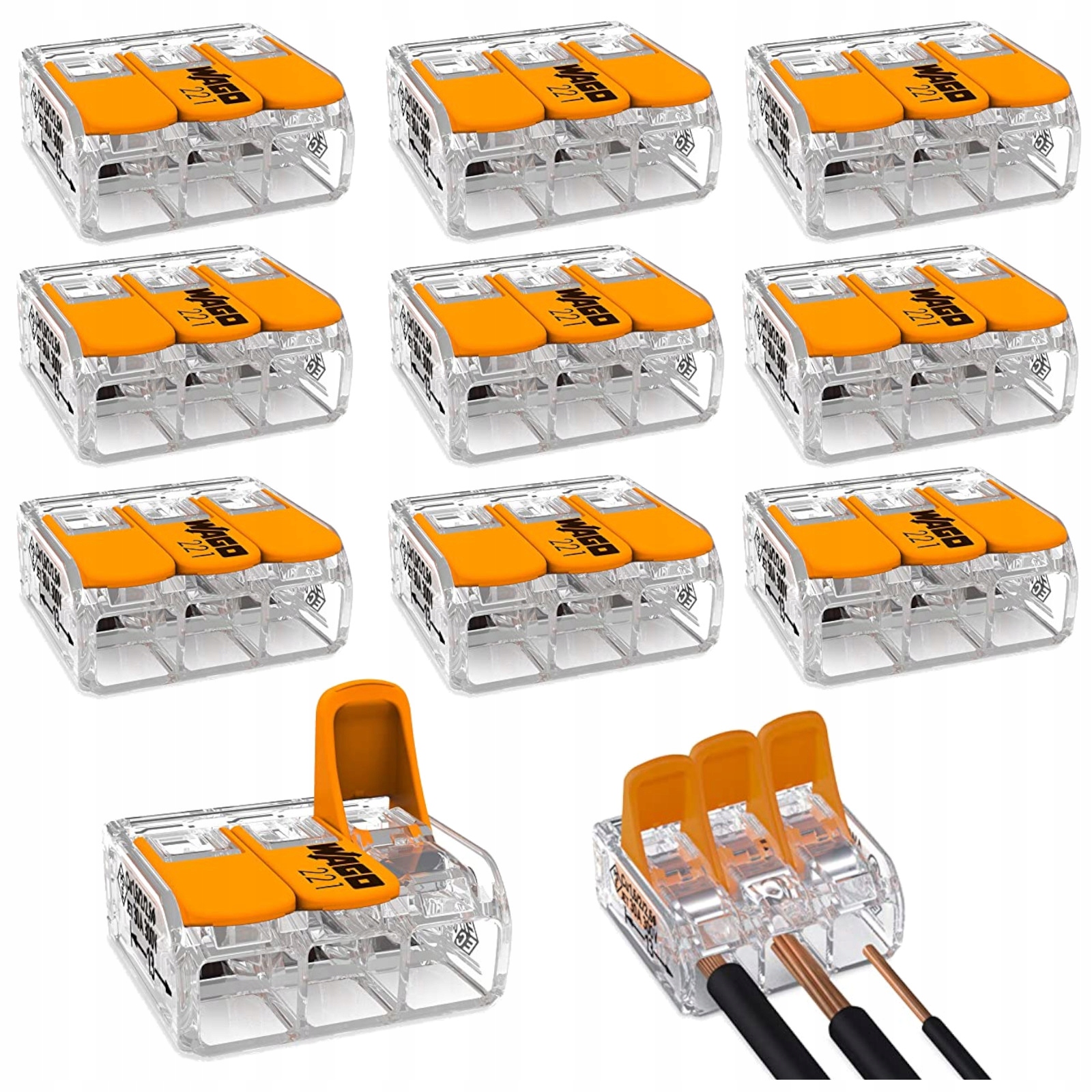 

10x Wago Szybkozłączka Złączka 3x0,2-4mm2 Zestaw