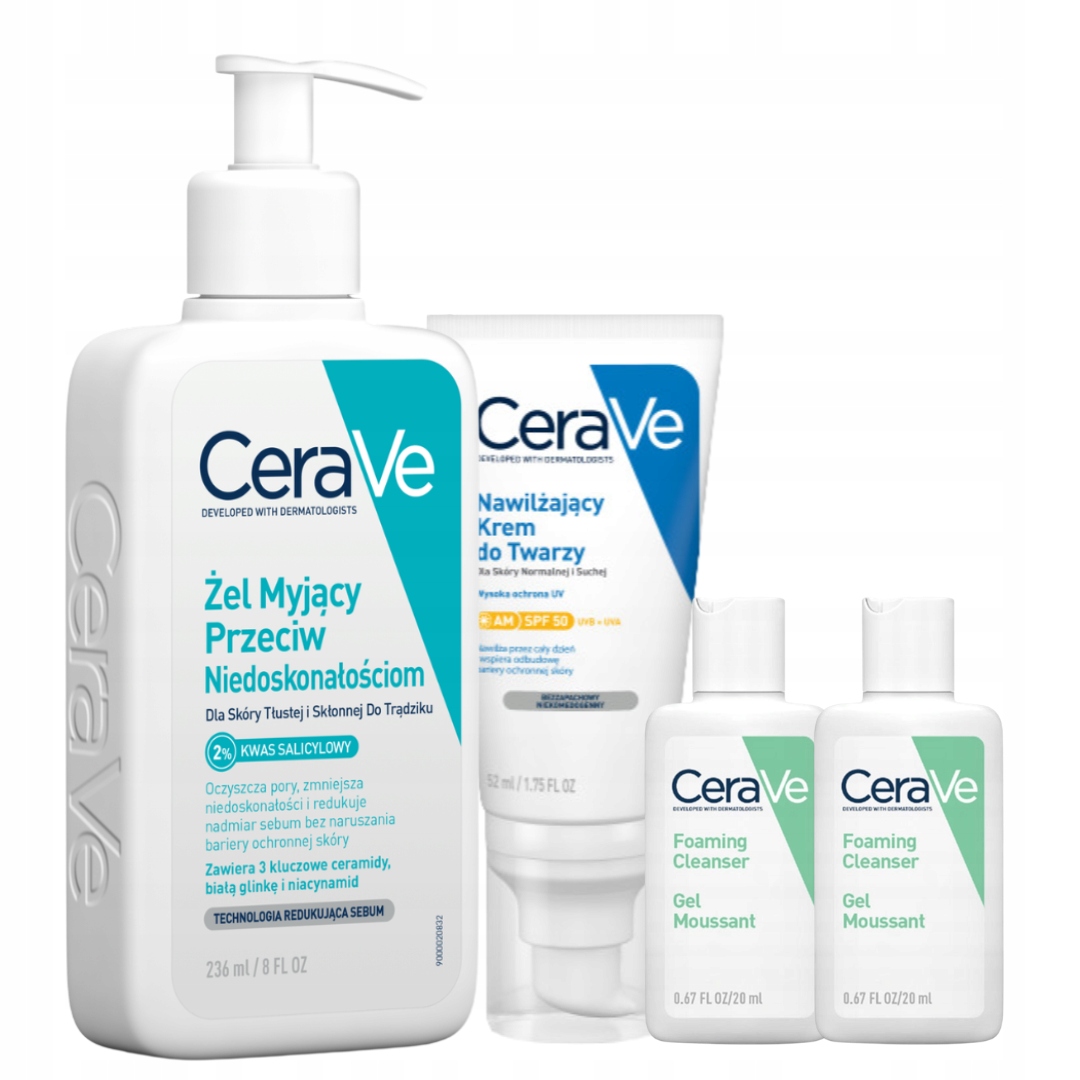 Zestaw CeraVe Żel Myjący Przeciw Niedoskonałościom 236ml, Krem Spf 30 52ml