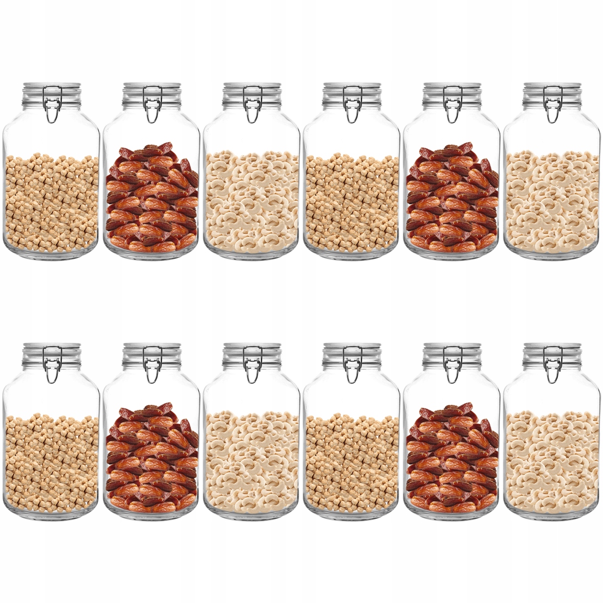 Sklenená Nádoba S Tesnením Potravinárske výrobky Sypké Tekuté 4L/12ks