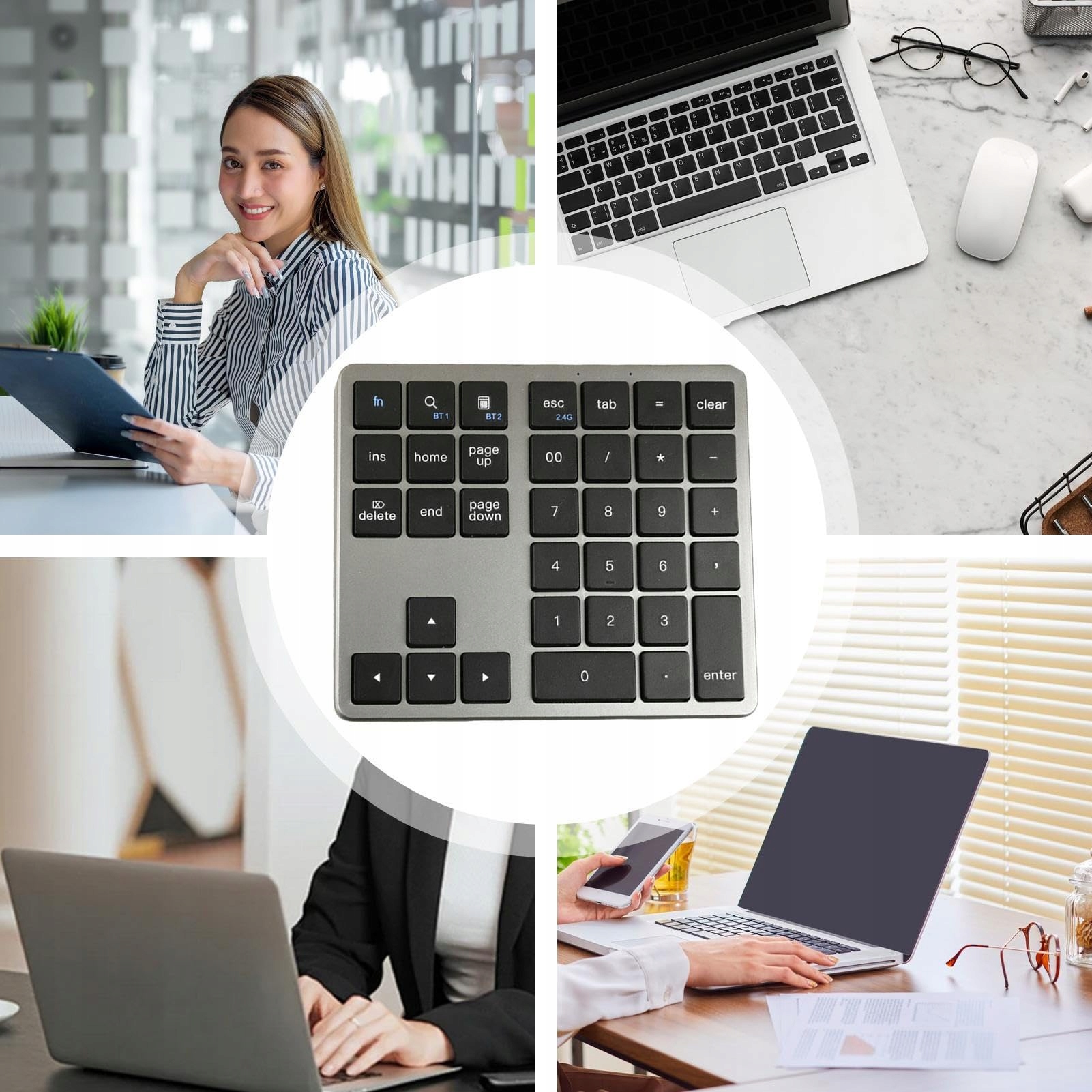 Klawiatura Numeryczna Bezprzewodowa Bluetooth Z Ładowaniem Do Laptopa