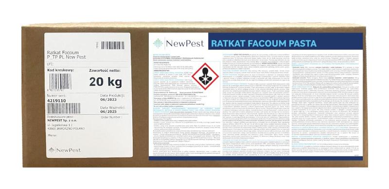 Ratkat facoum Trucizna 20 kg Pasta na Myszy szczury brodifacoum Newpest