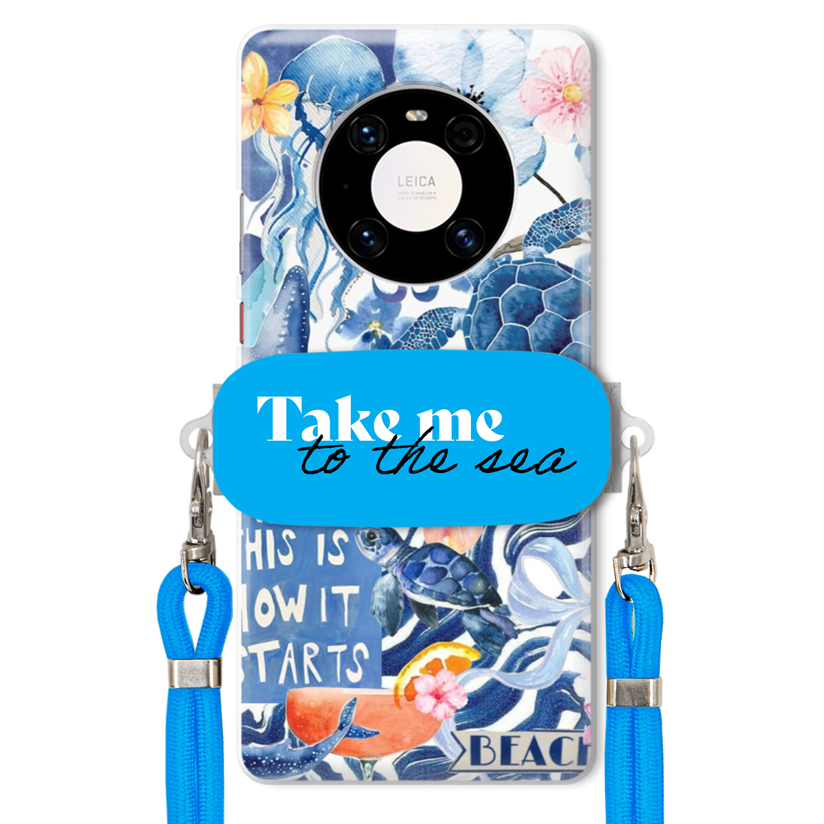 Pouzdro pro Huawei Mate 40 Premium Vodítko modré Držák Take Me To The Sea