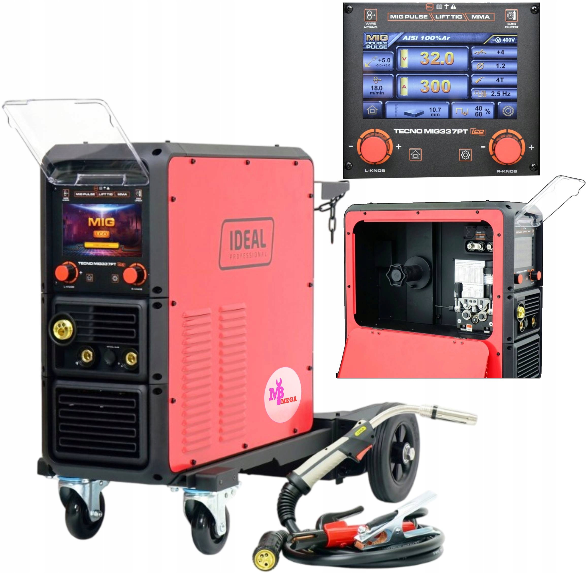Migomat Półautomat spawalniczy 11,5kW 400V Tecno Mig 337 Pulse LCD Wózek