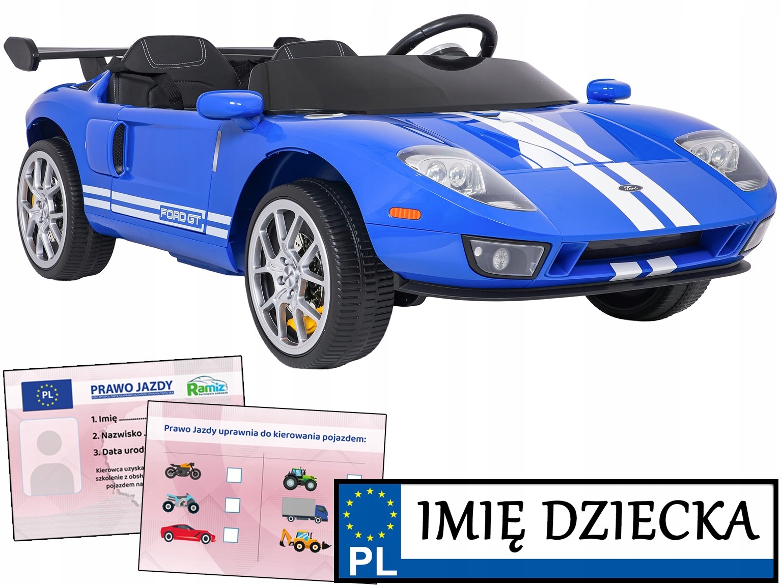 dwuosobowe autko elektryczne na akumulator Ford Gt na pilota
