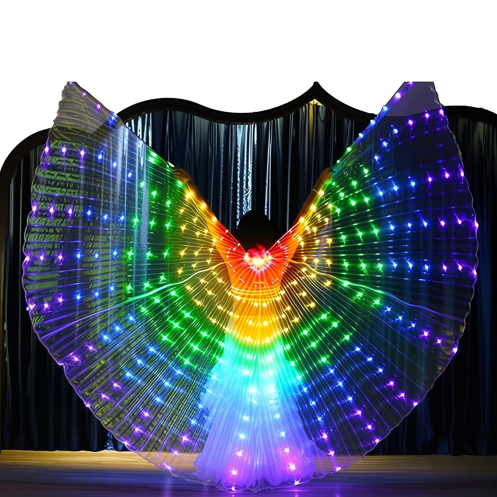 Led křídla Motýla Svítící Vícebarevné Velké Podsvícené Kostým H24K