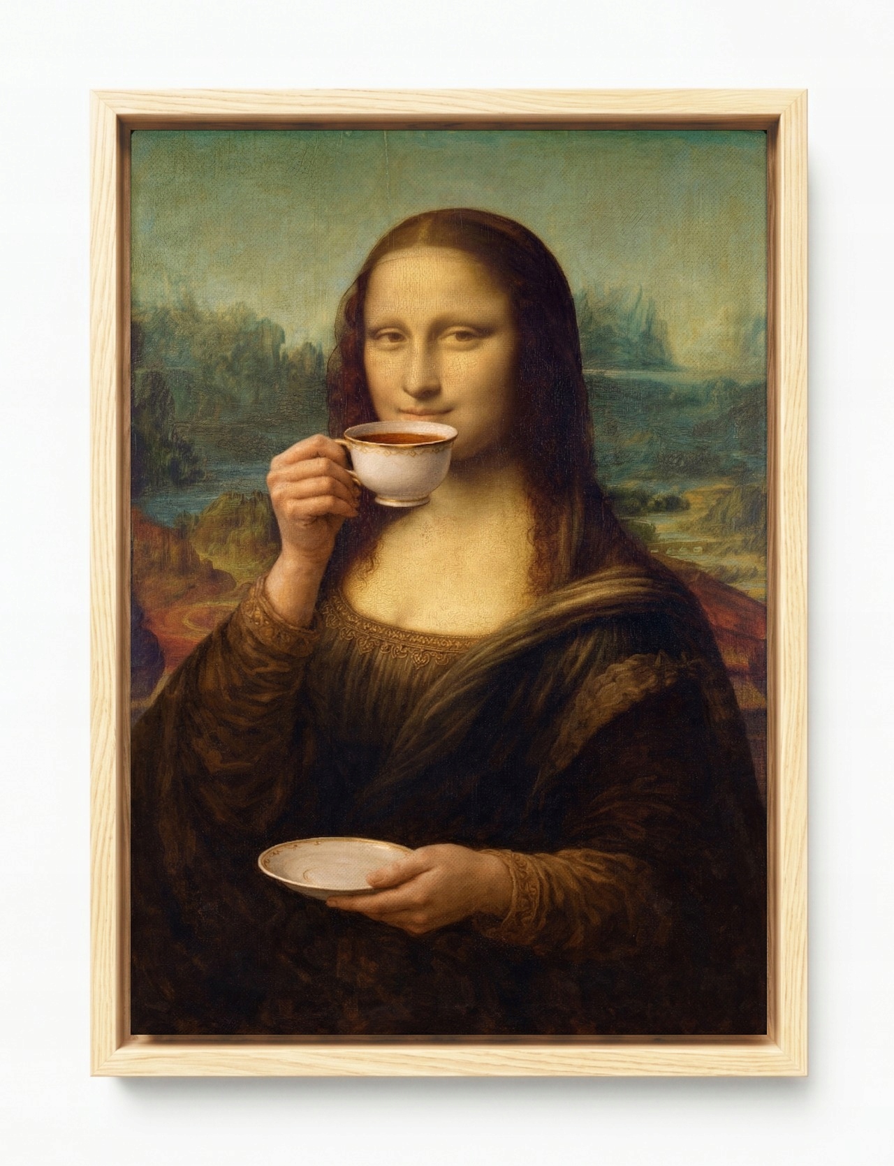 Obraz Rama American Box Mona Lisa Gioconda Humor Parodia Čaj 40x60