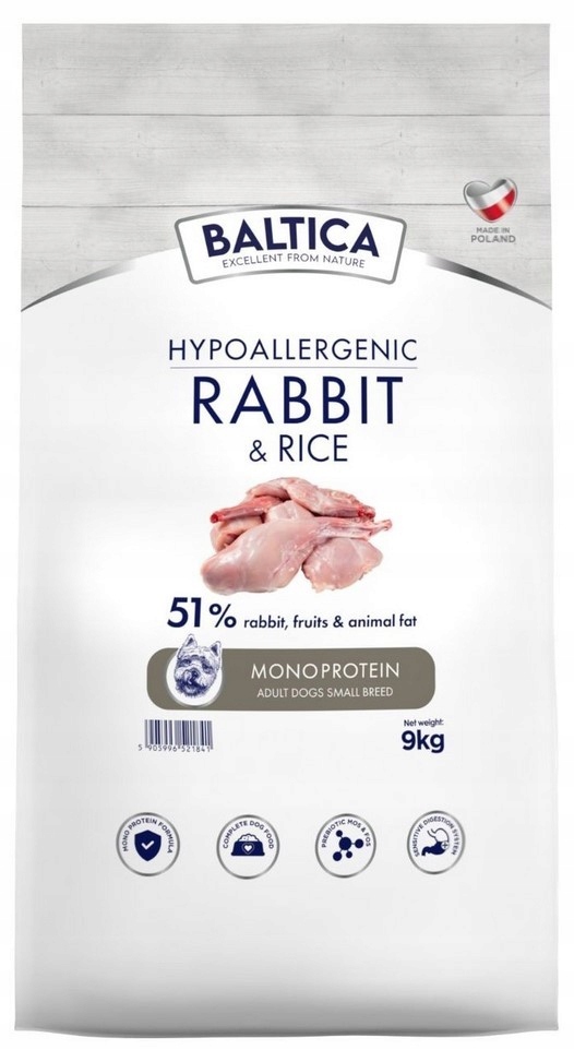 Baltica Nutraceutic Hypoallergenic Rabbit and Rice Xs/s 9kg Krótki termin