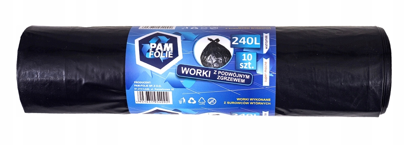 Worki na śmieci budowlane 240L 10 szt duże, mocne POLSKI PRODUCENT