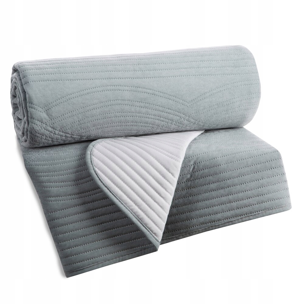 Dekorativní přehoz VELVET2 170x210 stříbrný prošívaný s geometrickým vzorem