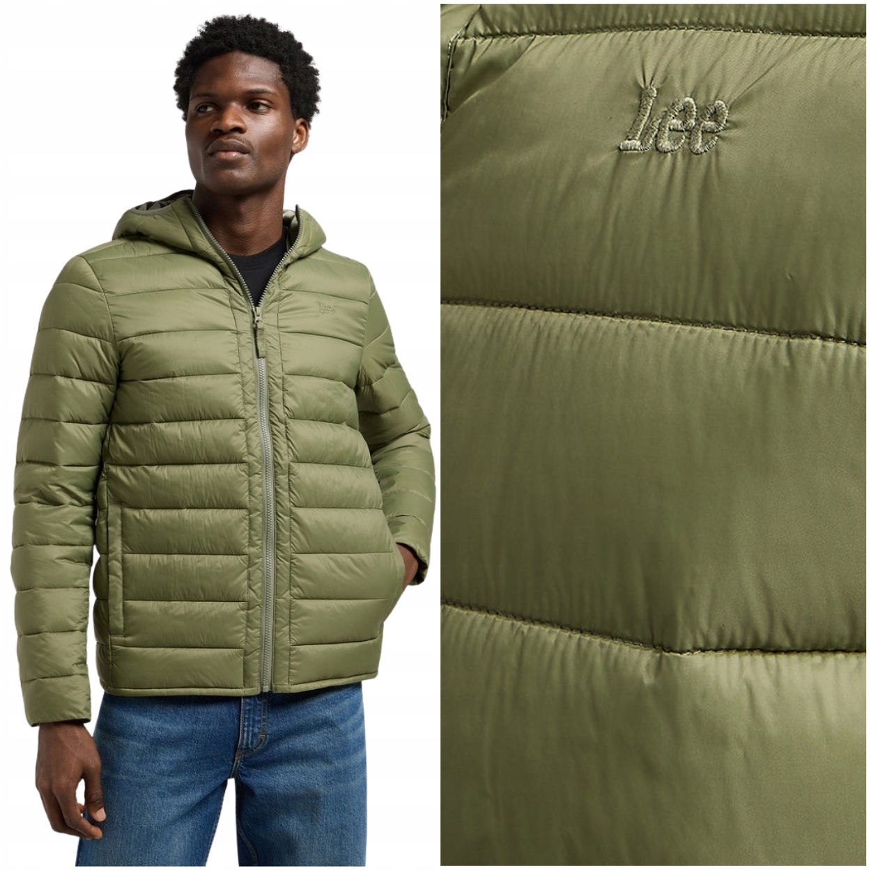 Lee Puffer Jacket Mercantile lehká přiléhavá péřová bunda s kapucí M