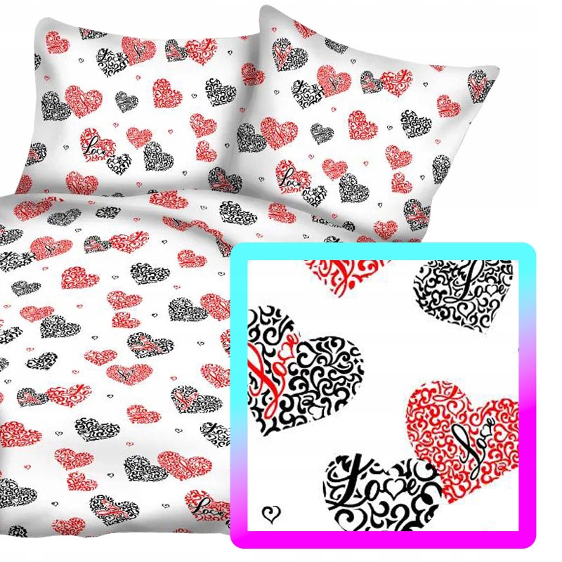 

Pościel biała w serduszka walentynki 160x200 cm