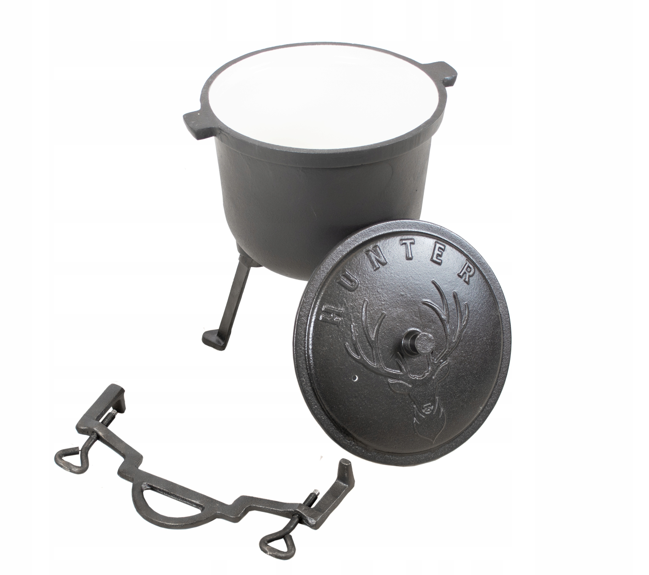 KOCIOŁEK ŻELWINY NA PRAŻONE GARNEK EMAILOWANY MYŚLIWSKI NA OGNISKO 4L Producent Hurtex