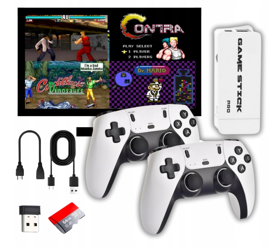Konsola Retro Gra Telewizyjna Hdmi 20000 Gier 15 Emulatorów 2 Pady 64 Gb Pl