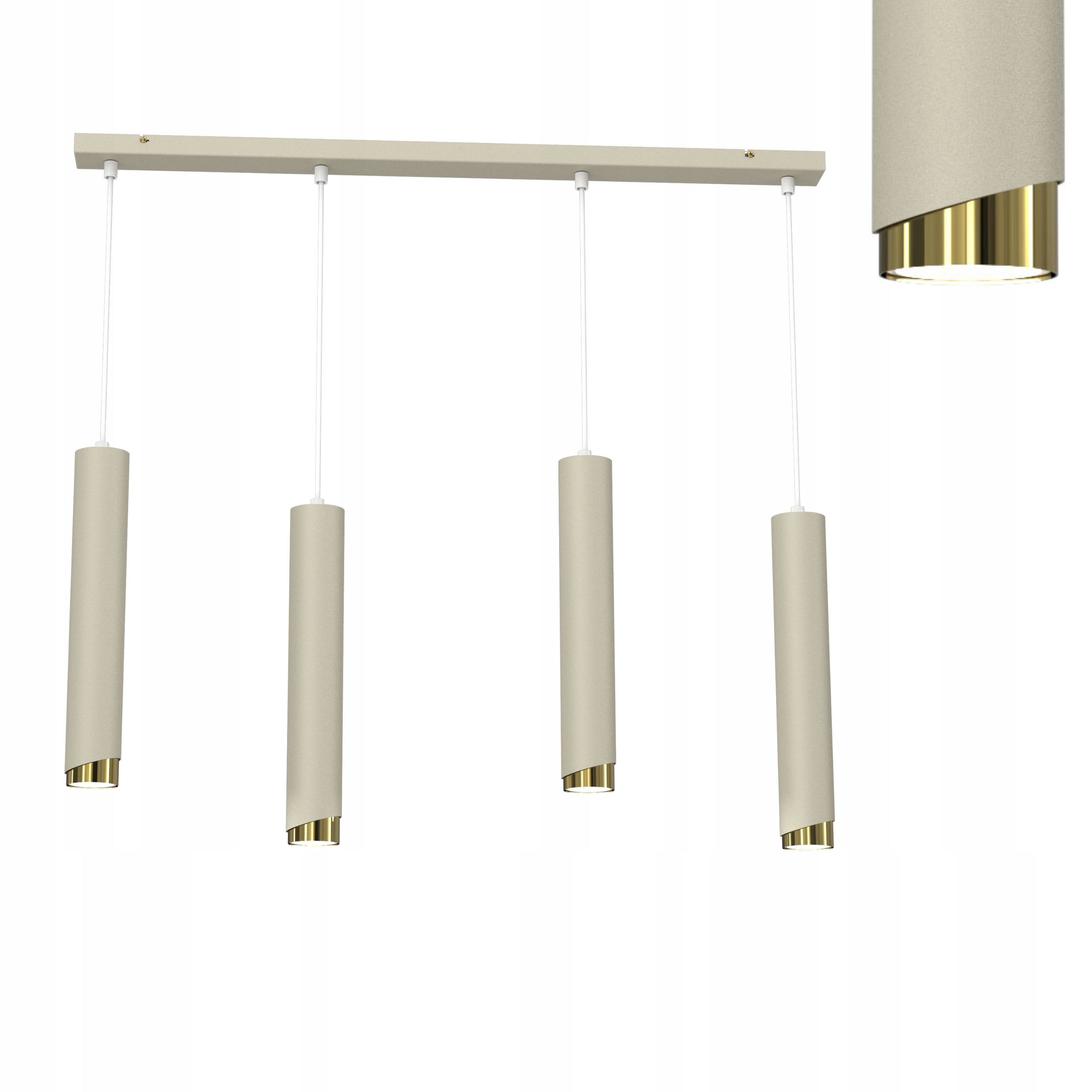 Závěsná lampa trubky 4x GU10 sopel béžová zlatá Bevel Lišta