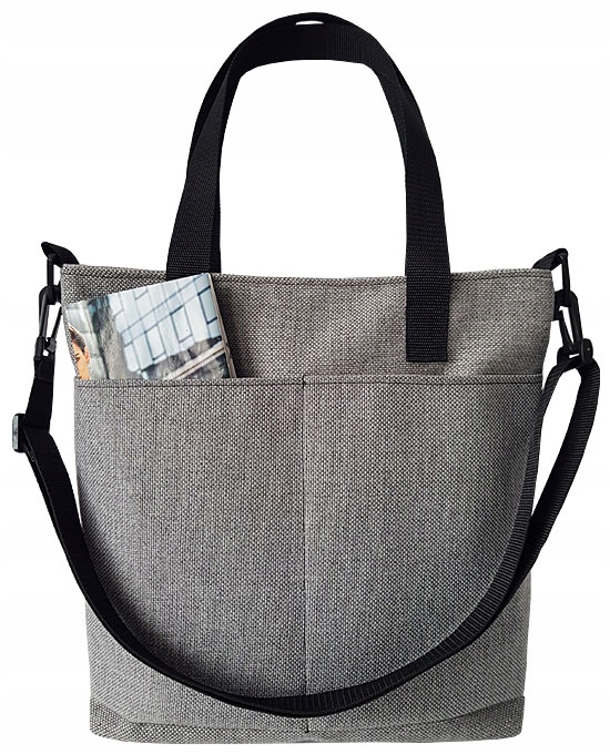 TOREBKA DAMSKA Z KIESZENIĄ W KWIATY WOREK LEN Marka bez marki