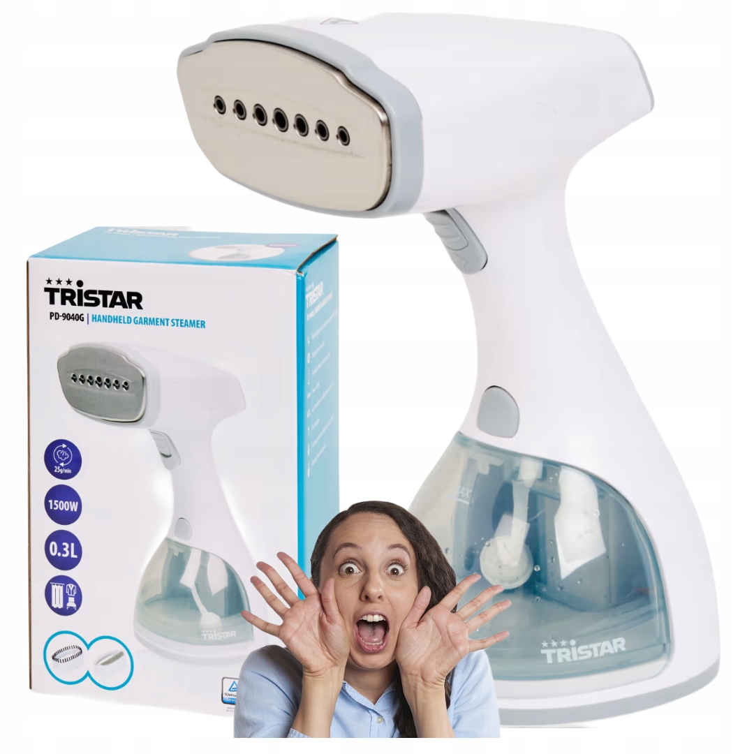 Parownica do Ubrań Tkanin Mocny wyrzut Pary 2 Nakładki 1500W