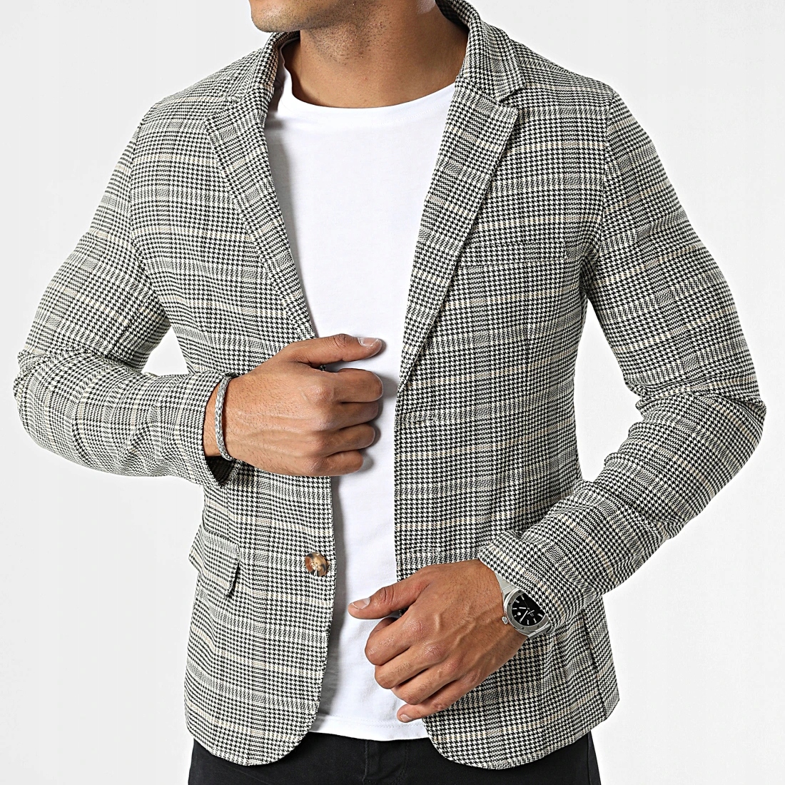 Sako Casual Mřížka Slim Fit Svatba Svatební Hostina