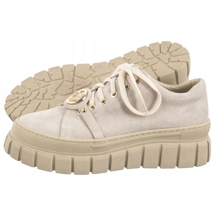 Dámské polobotky na platformě Nepeke Sabra Beige Béžová kůže