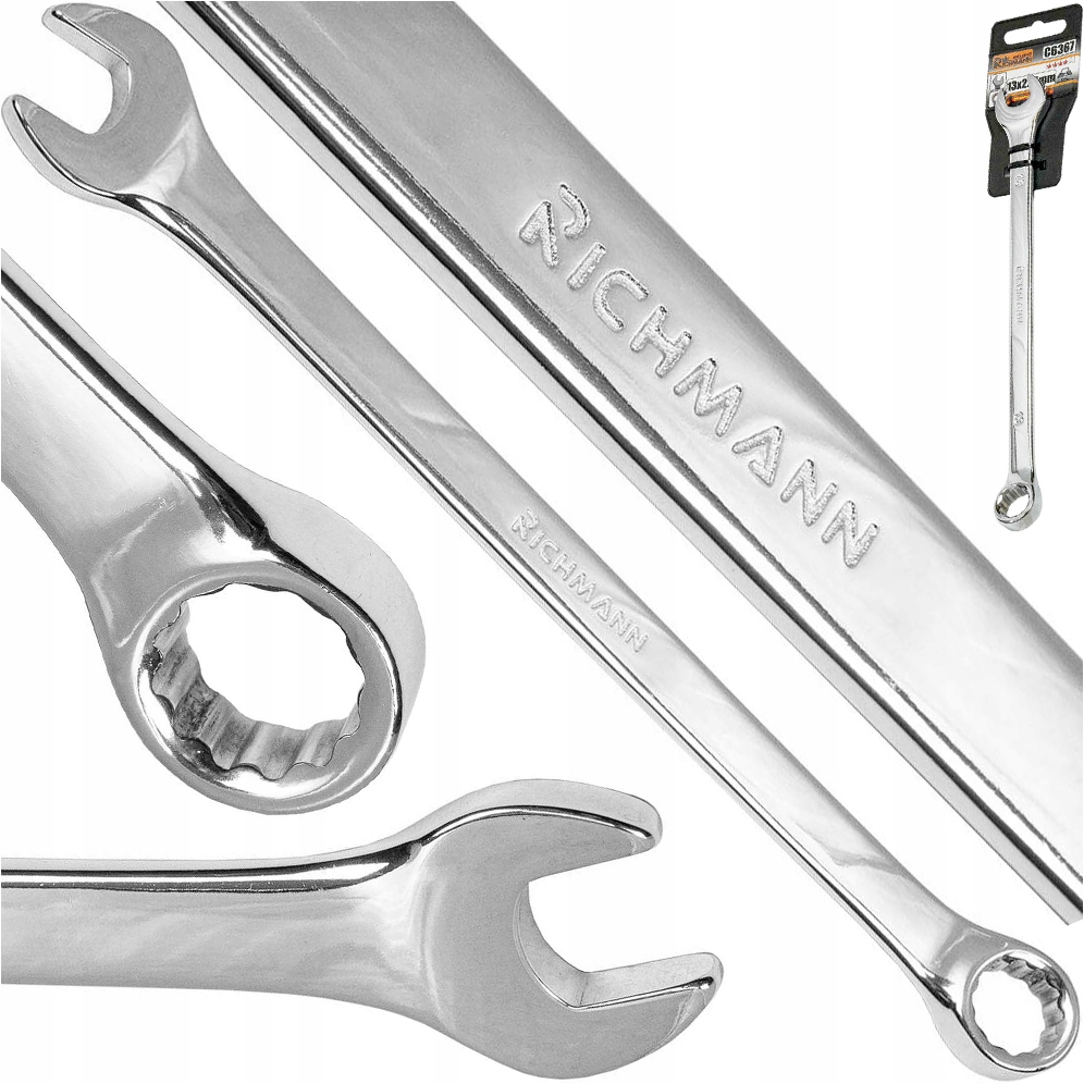 Klucz Płasko Oczkowy Długi Chromowany Solidny Mocny CrV Wydłużony 13x226 MM