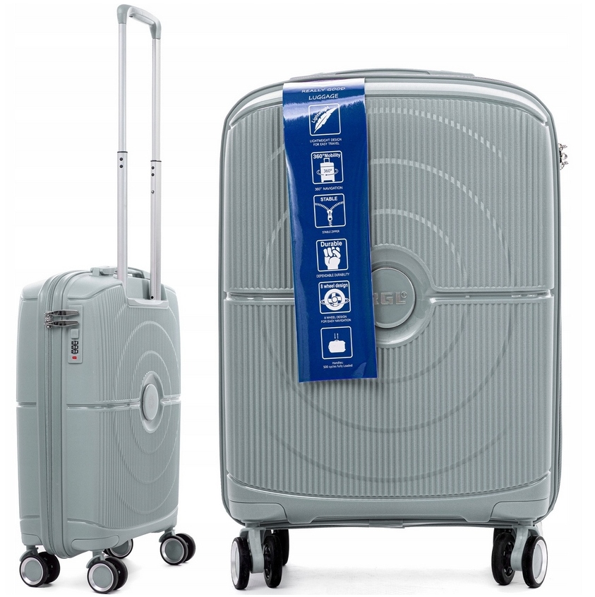 Walizka Kabinowa Podróżna Bagaż Polipropylen Rgl Exclusive Jasny Szary