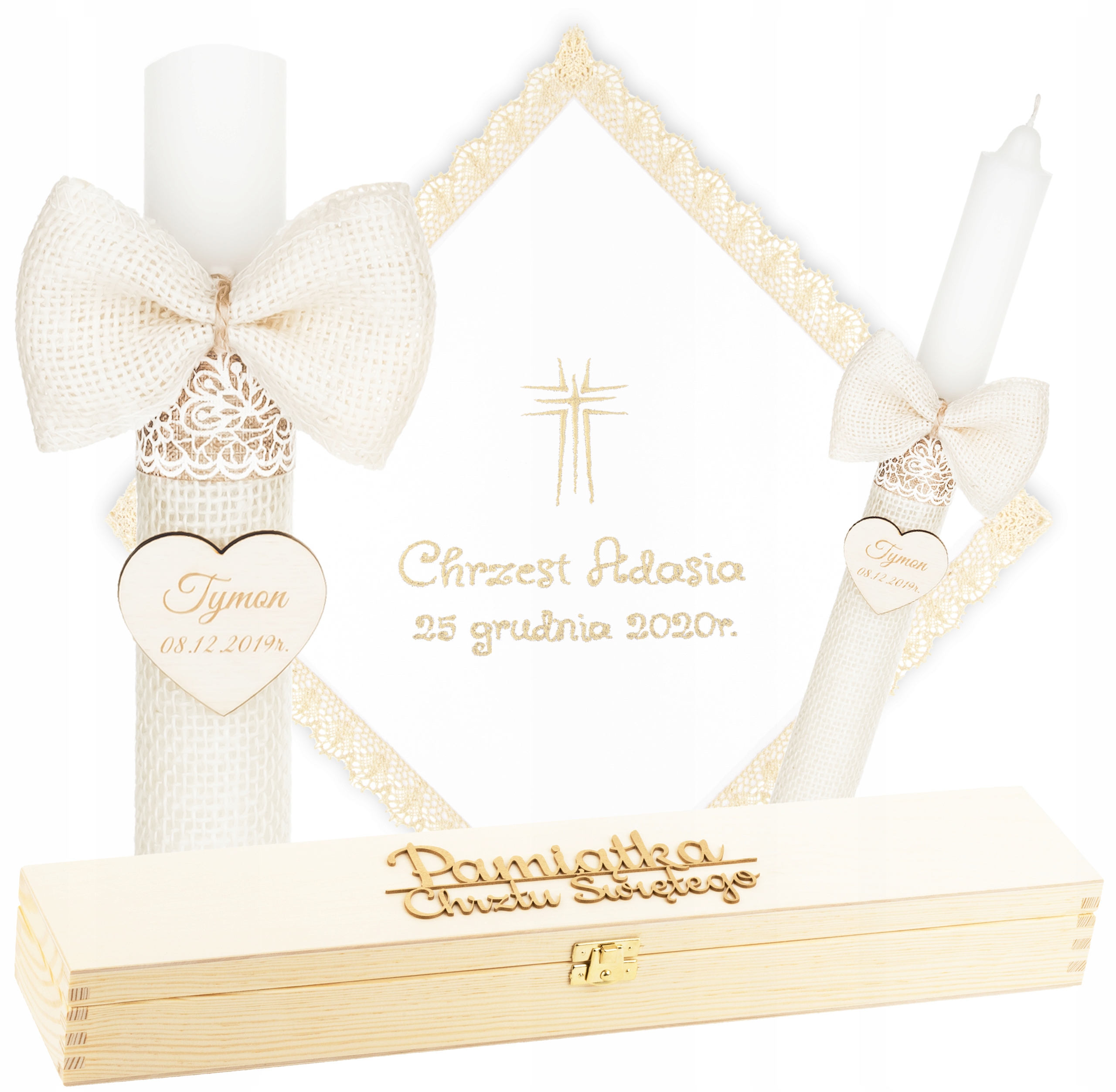 ŚWIECA NA CHRZEST + PUDEŁKO SZATKA DO CHRZTU HAFT Waga produktu z opakowaniem jednostkowym 1 kg