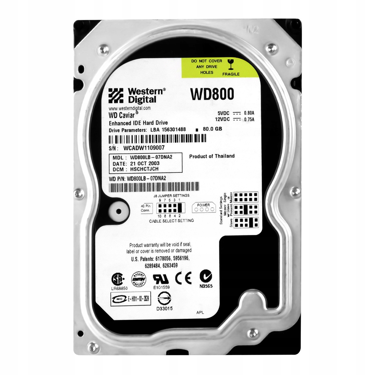 Wd Caviar 80GB 7,2K 2MB Ata 3,5'' WD800LB-07DNA2