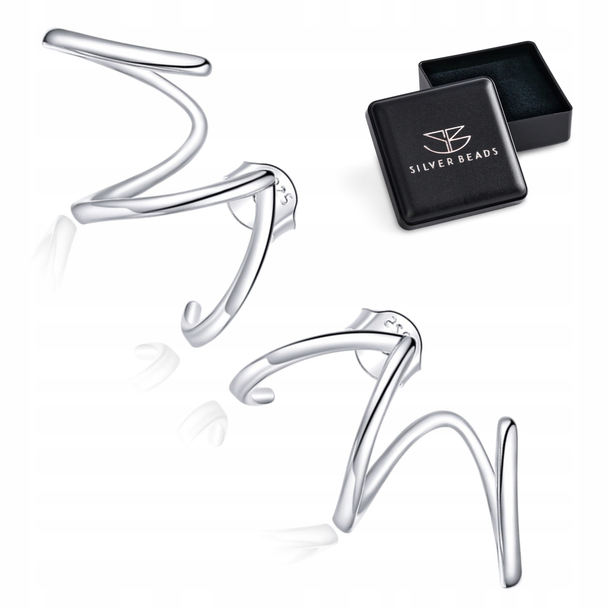 K421 Srebrne kolczyki delikatne fale sztyfty srebro 925