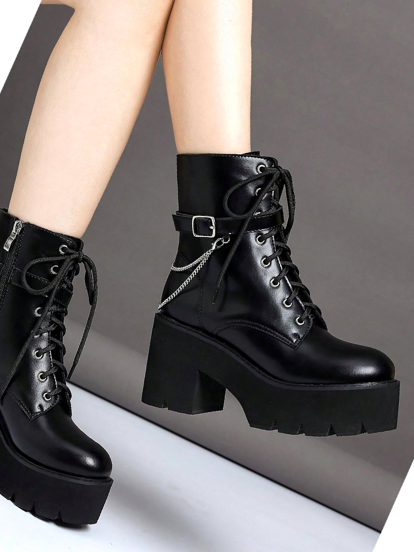 Dámské kožené Kanady boty Eur Combat na platformě, velikost 41