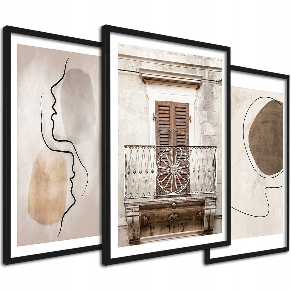 Nowoczesne obrazy do salonu, sypialni, plakaty w ramie, zestaw 3 szt